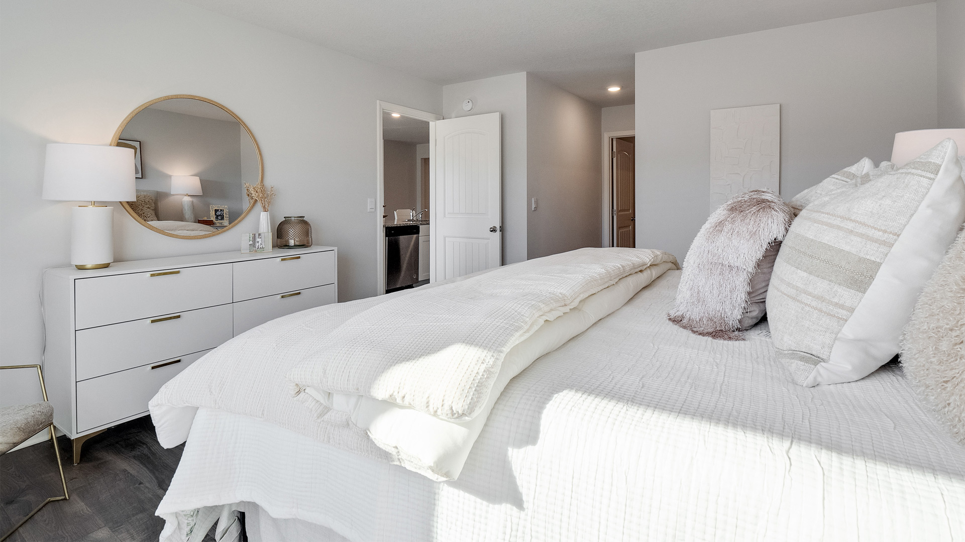 Primary bedroom comfortably fitting a king size bed