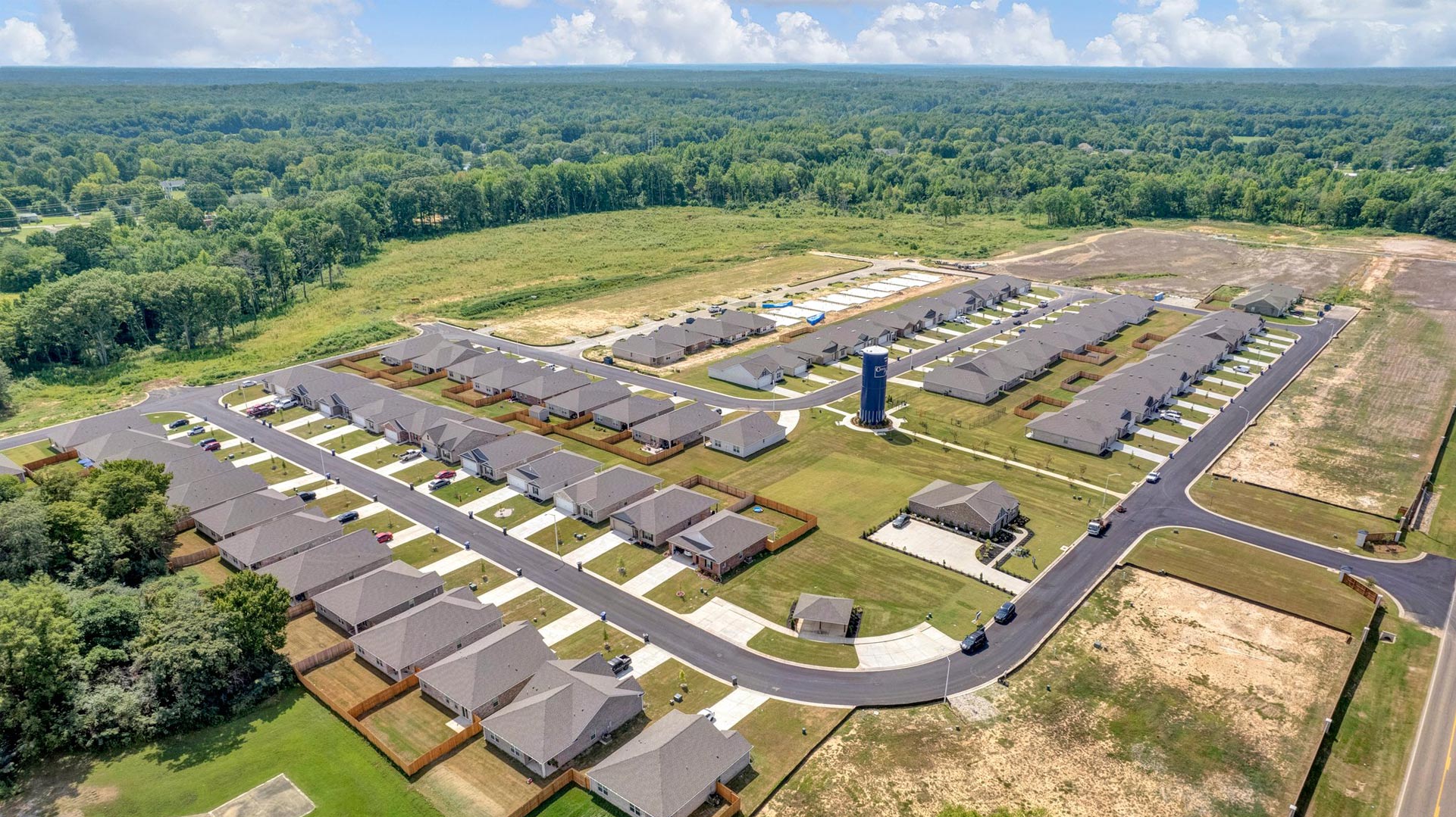 Drone view of our fast growing community of Cayce Pointe