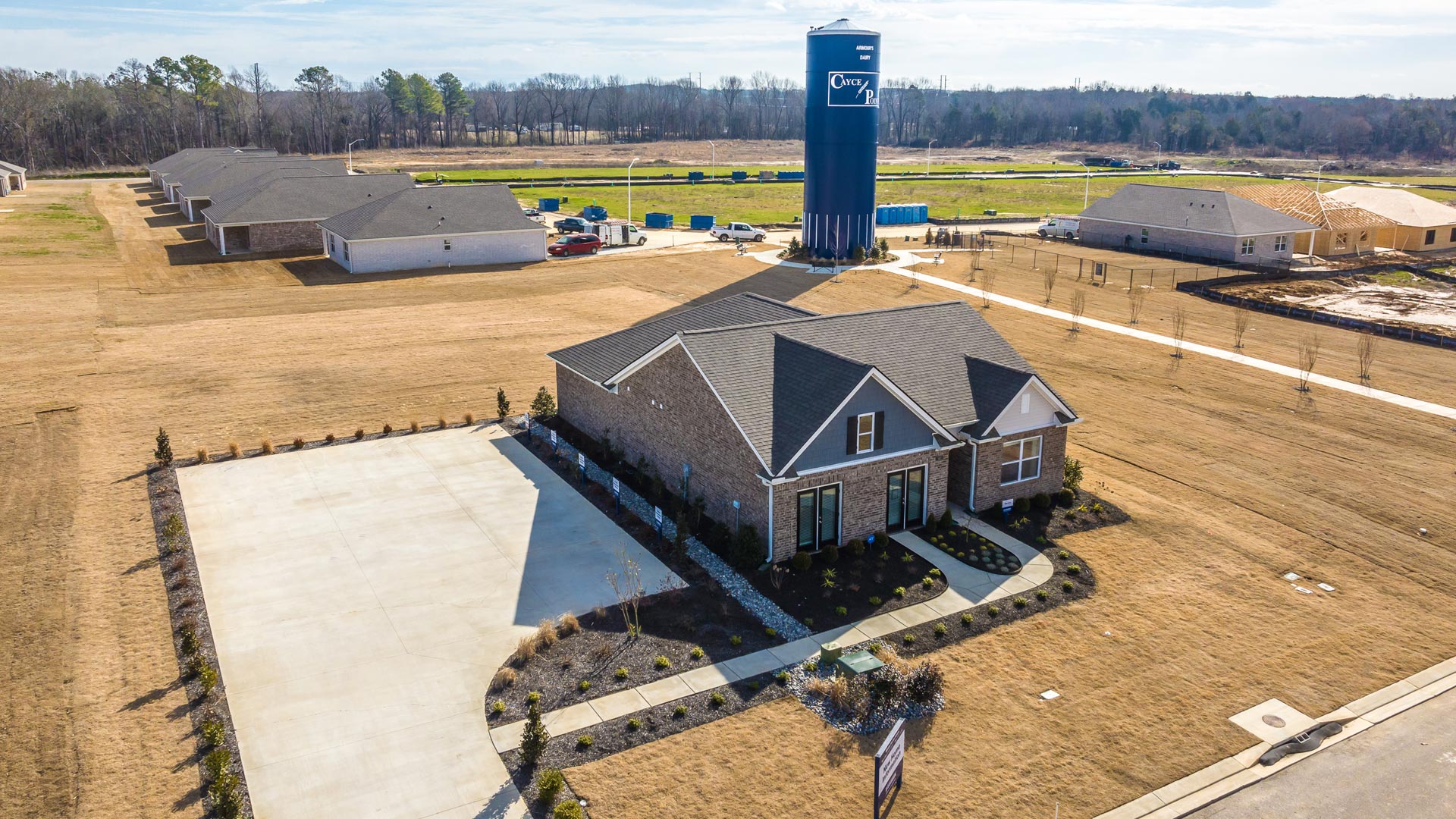 Beautiful drone view of our Cayce Pointe model