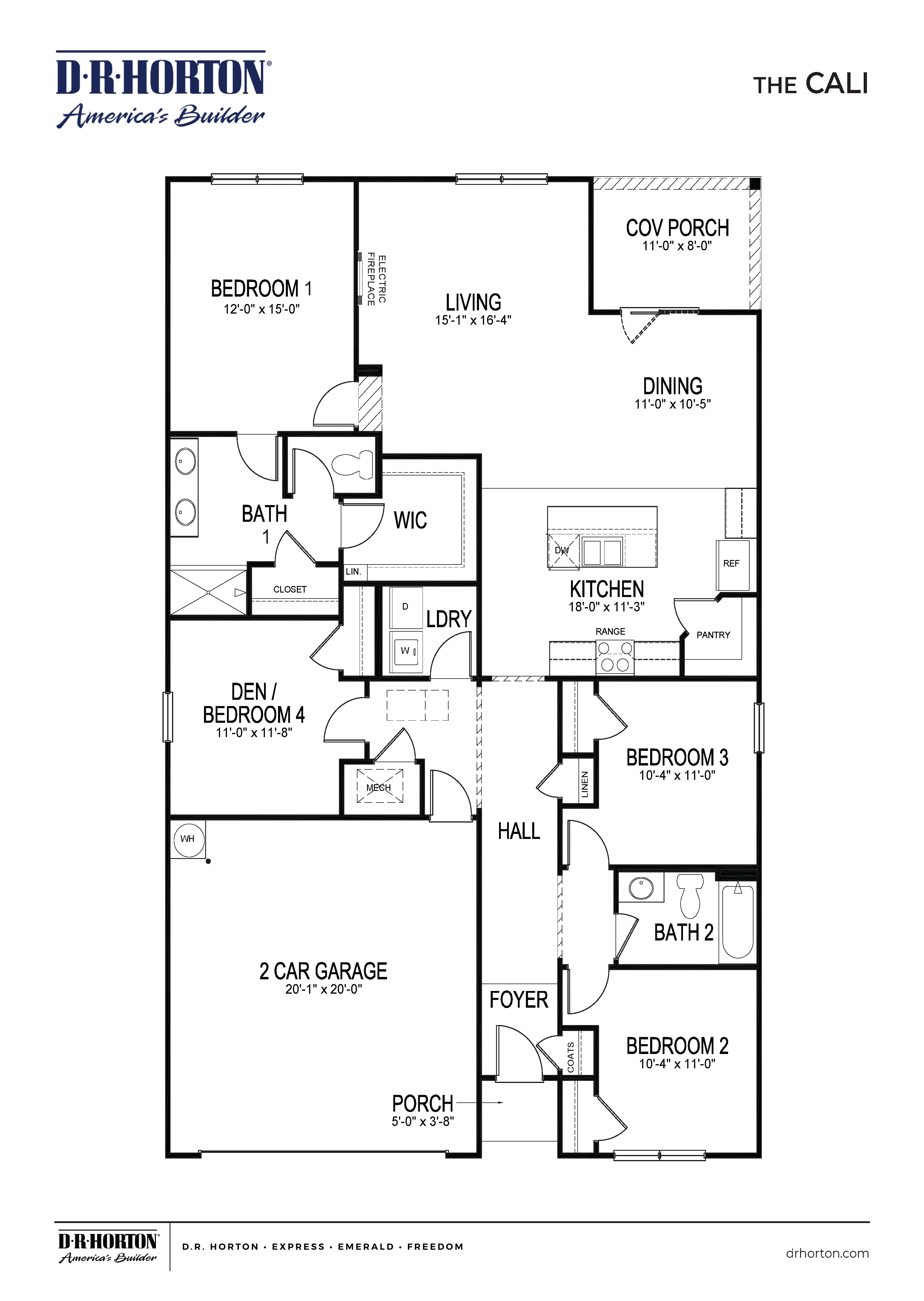 cali plan in cayce pointe community featuring single story living with four bedrooms and open living areas
