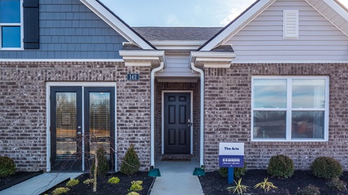 Front door entryway of the Cayce Pointe model home