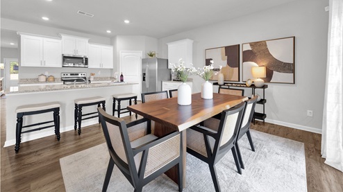 Dining area overlooking the kitchen area