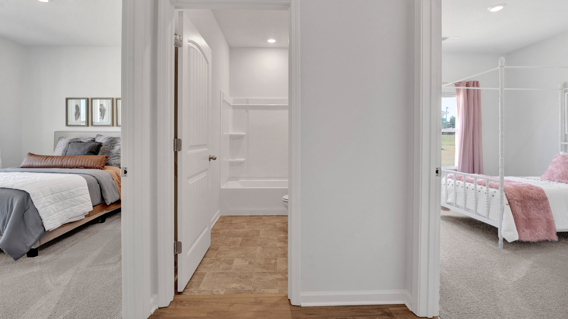 Secondary bedroom, flex-office, study, entertainment, game, craft room options in this D.R. Horton new construction home