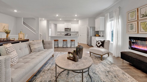 riverwood gardens new home community in oakland tennessee ozark plan living room open up to kitchen