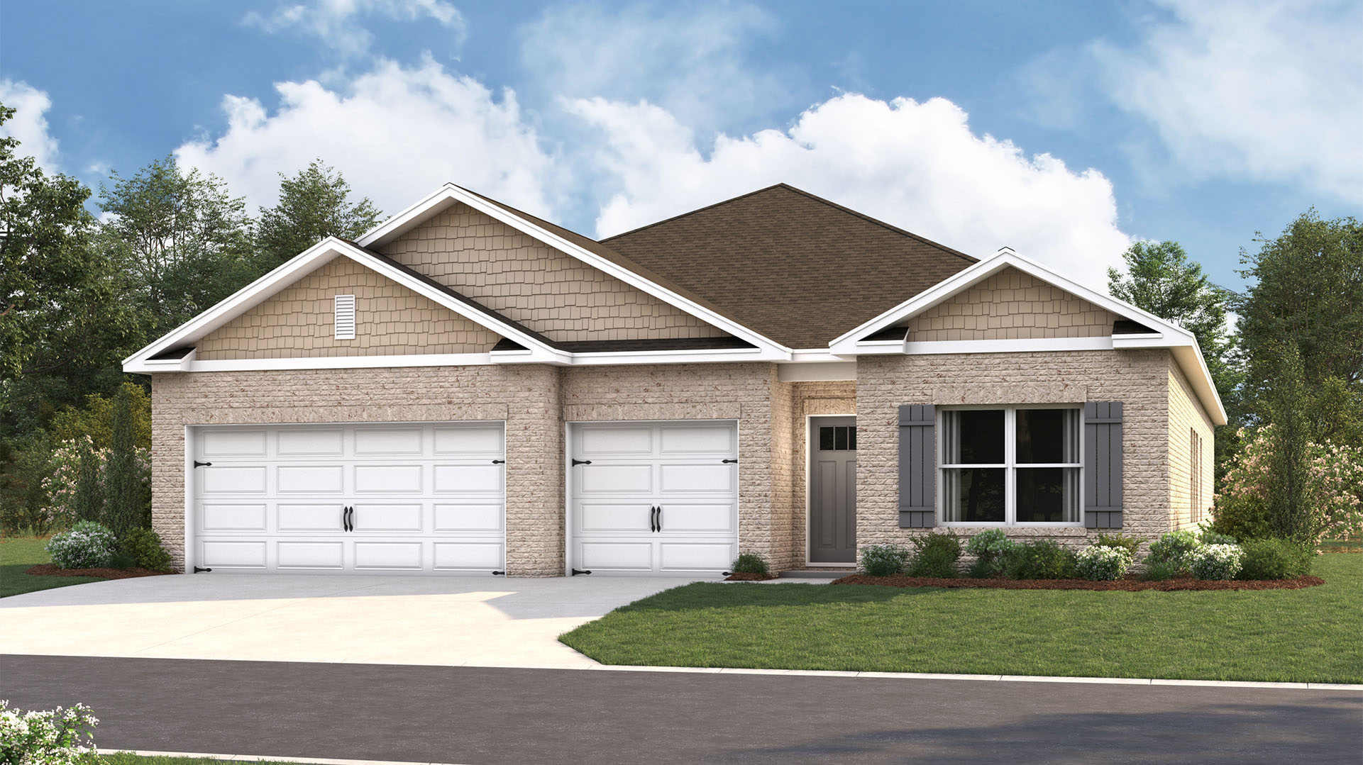 Exterior elevation of the Kathryn B floorplan in RIverwood Gardens