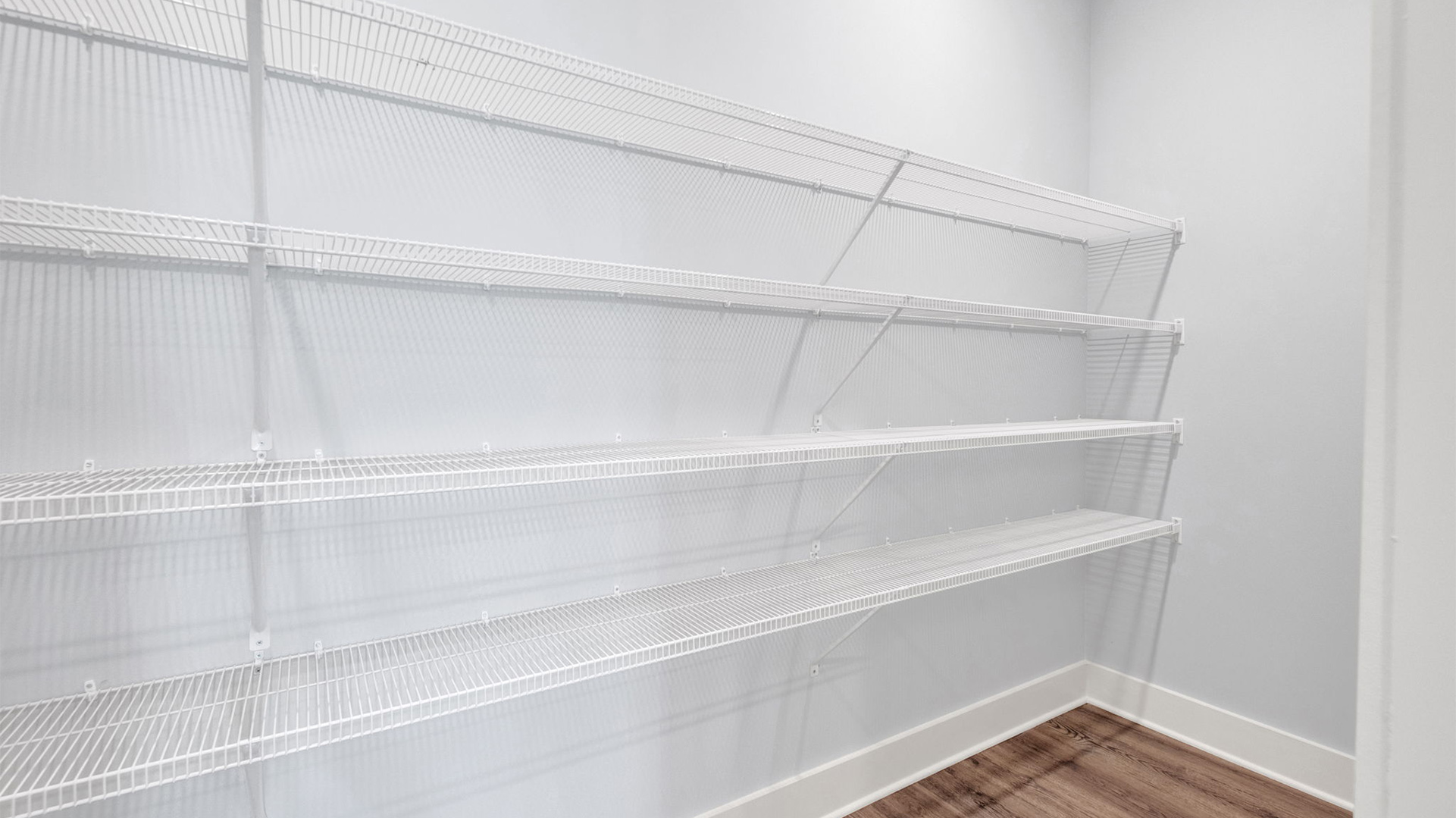 Spacious pantry with ventilated shelving