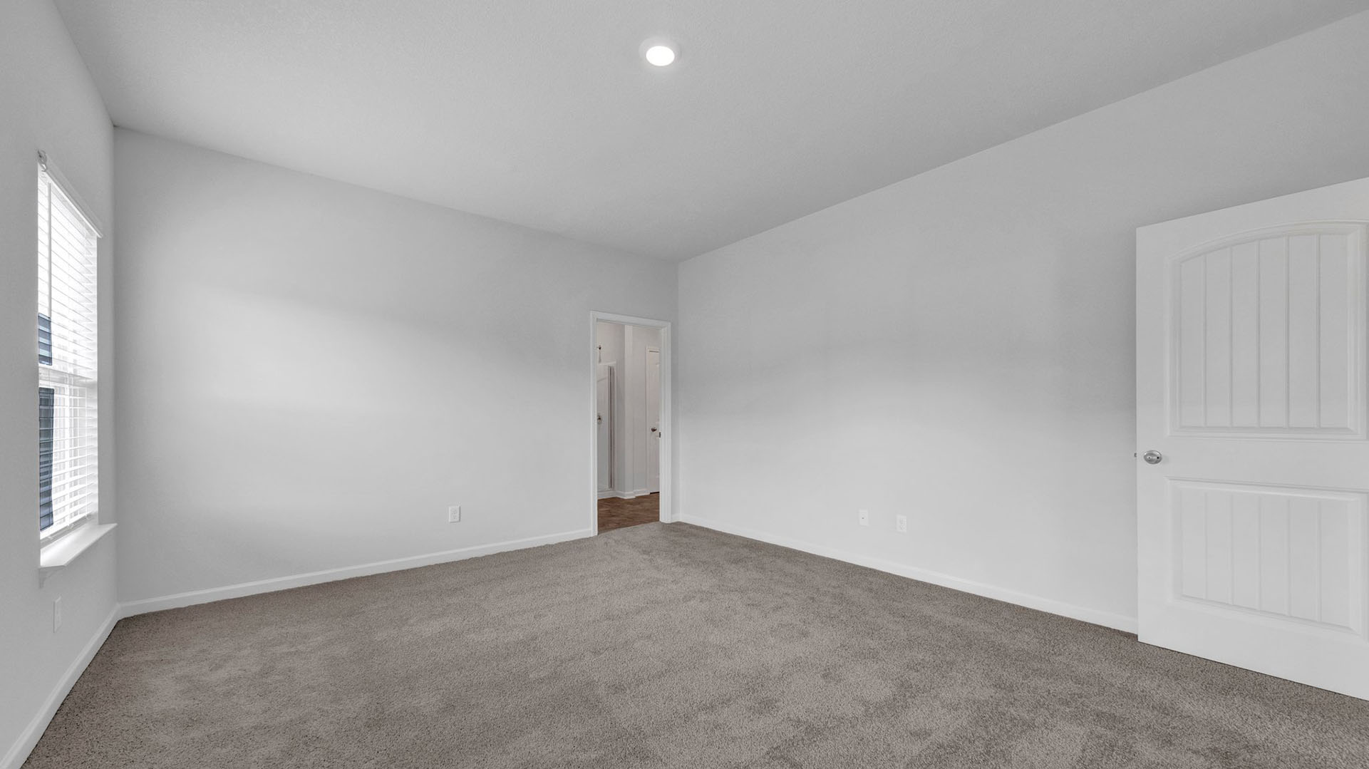 Spacious primary bedroom comfortably fits a king size bed