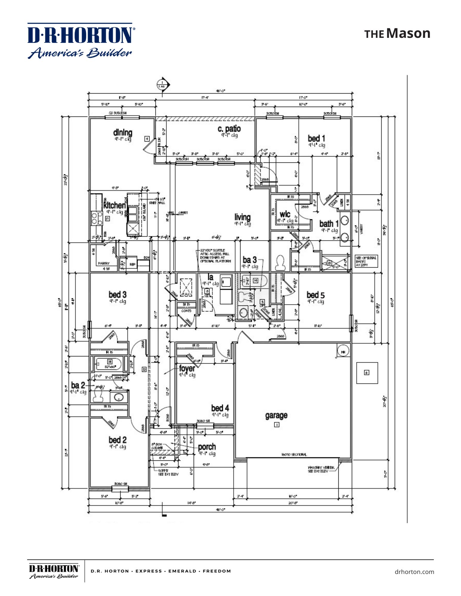The mason floorplan in Villages at Southbranch