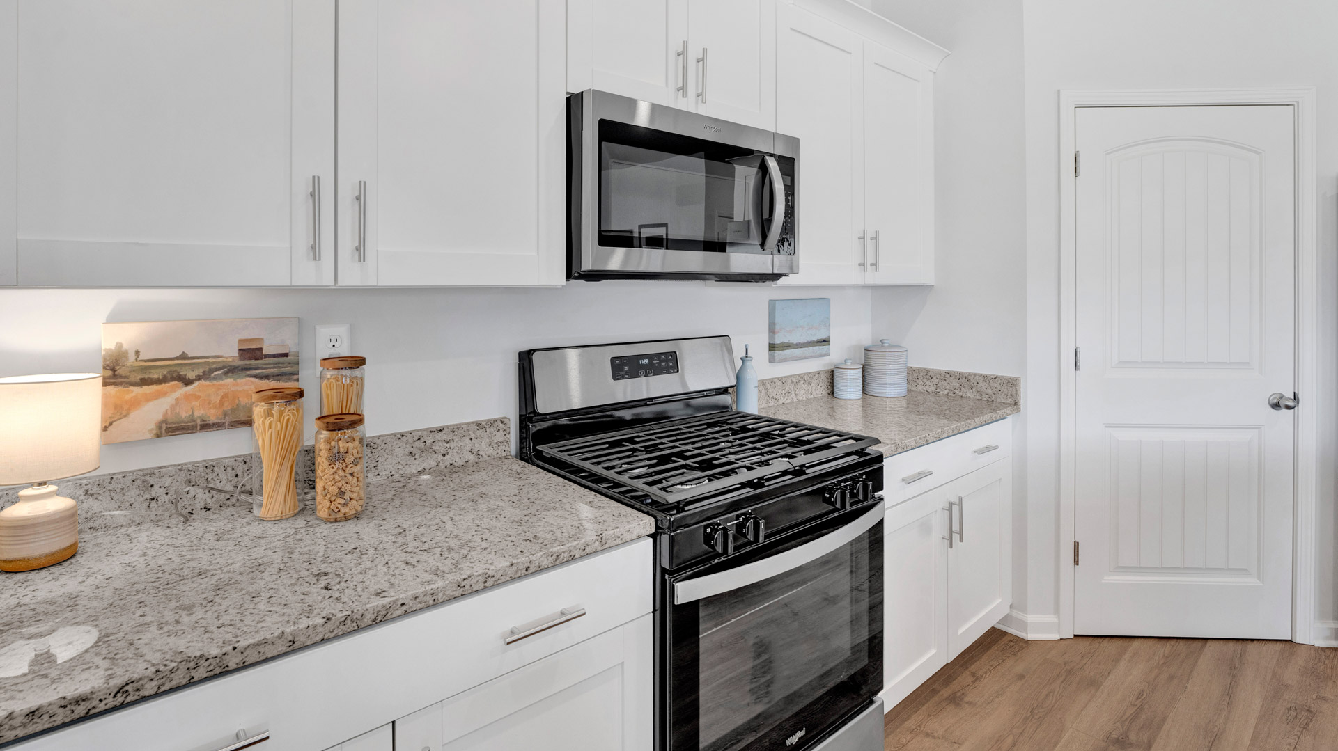 Light cabinets with granite countertops