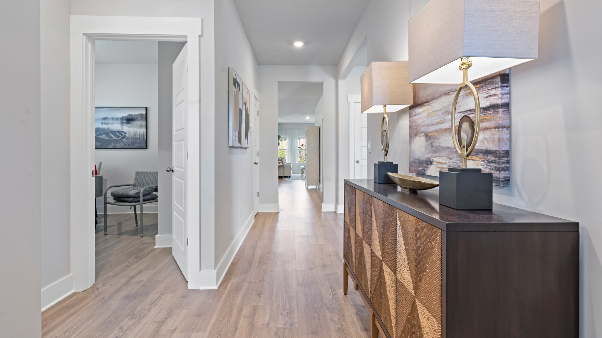 Front door entryway leading into the secondary bedrooms