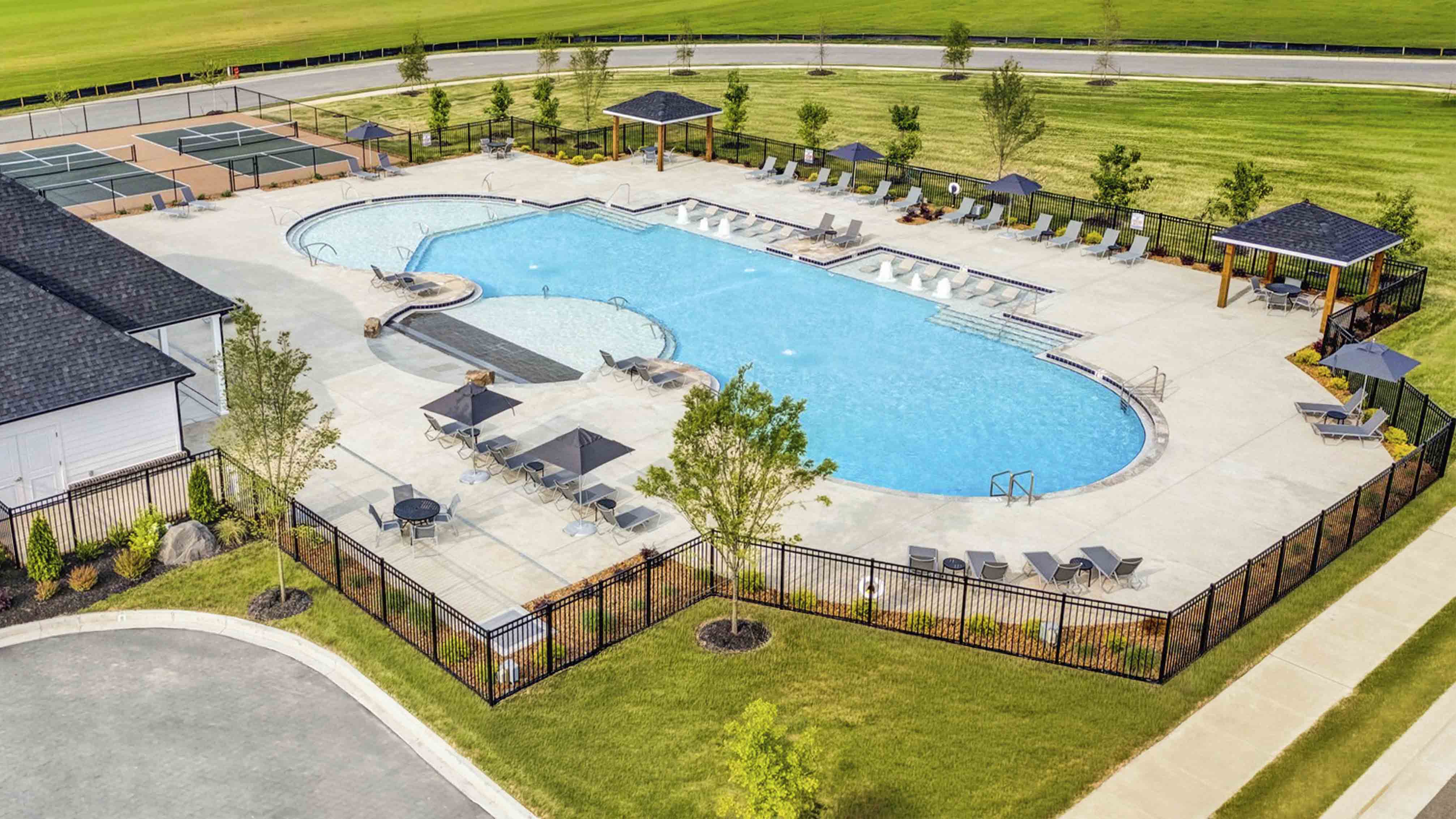Beautiful drone view of our community pool for residents only