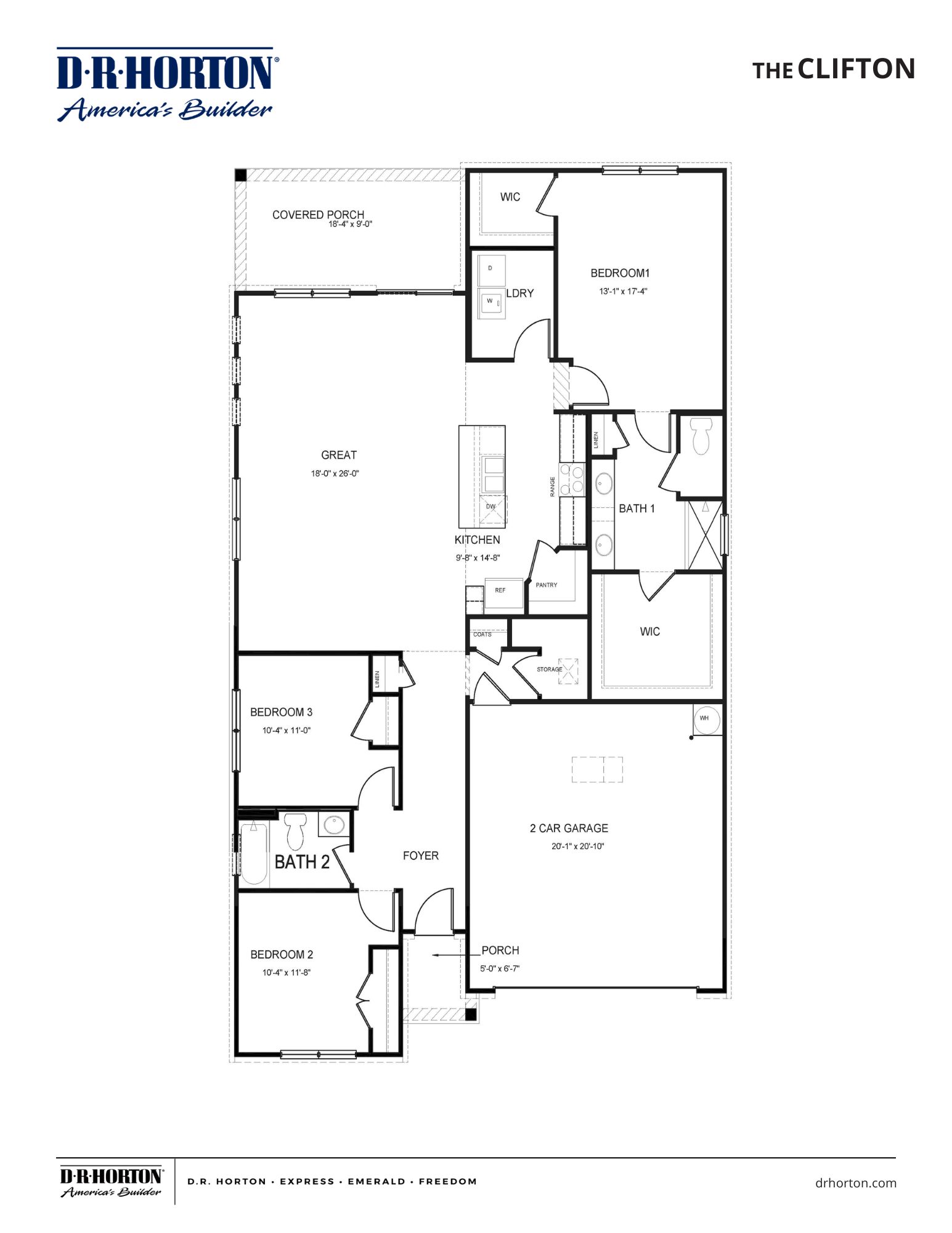 The clifton floorplan in Villages at Southbranch