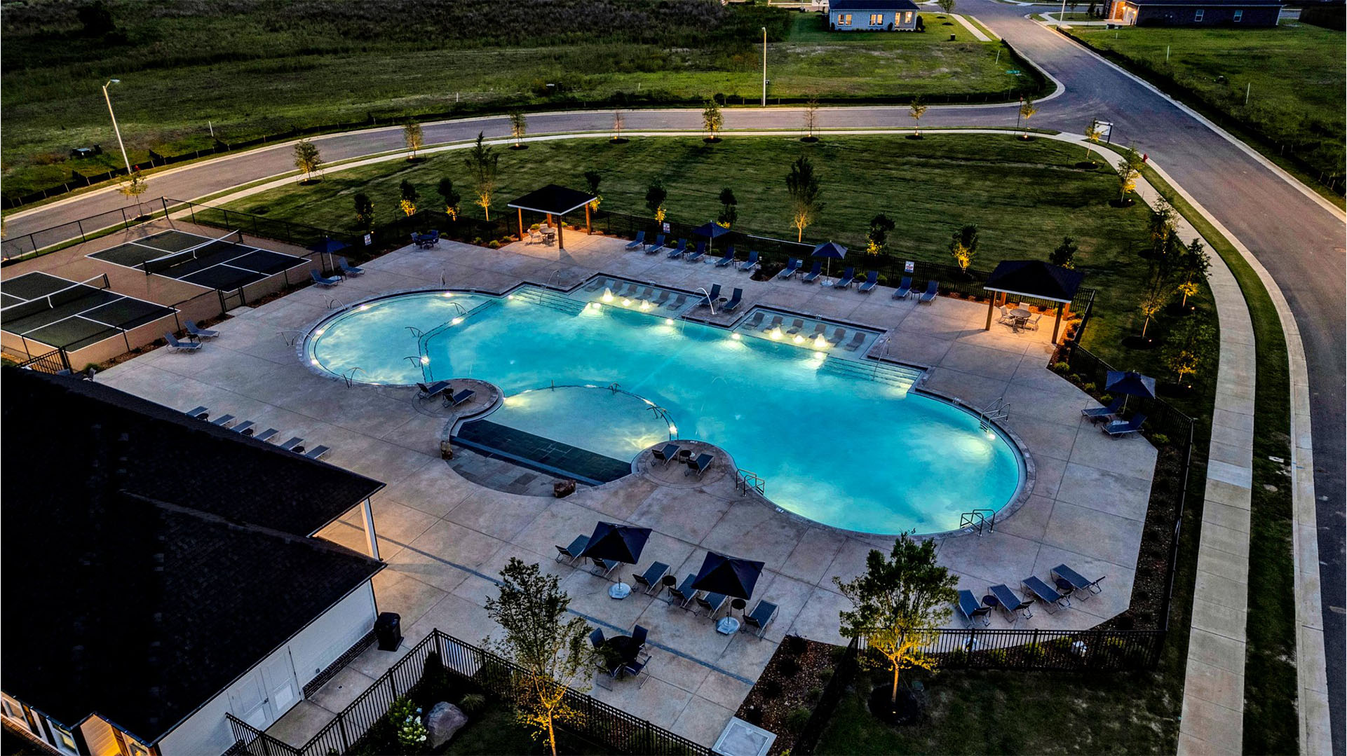 Drone view of the community pool
