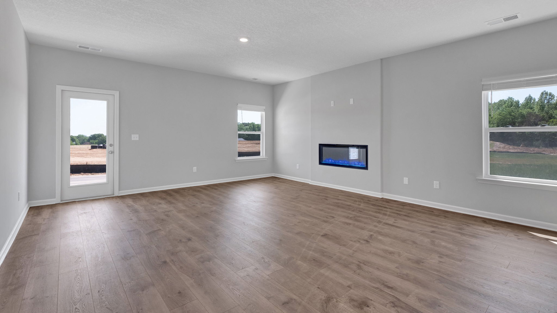 Living room with an electrical fireplace