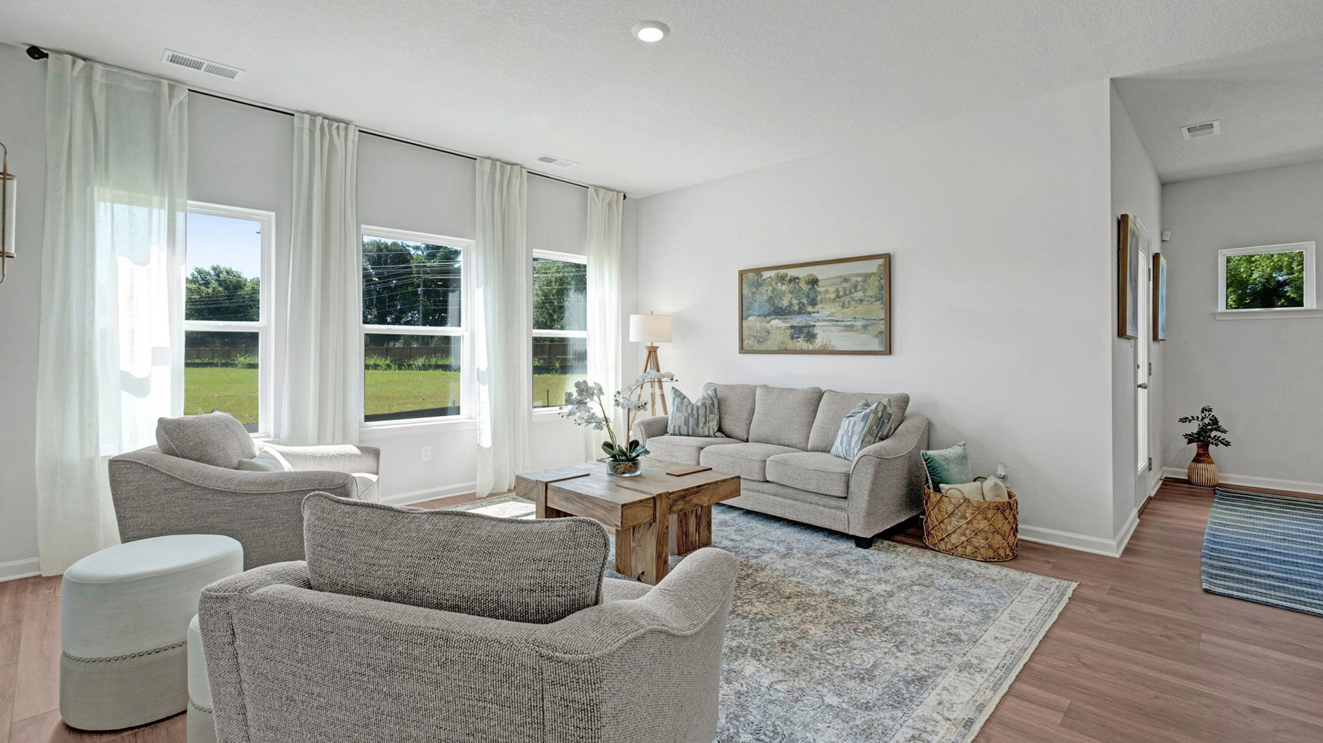 Living room open to the dining room