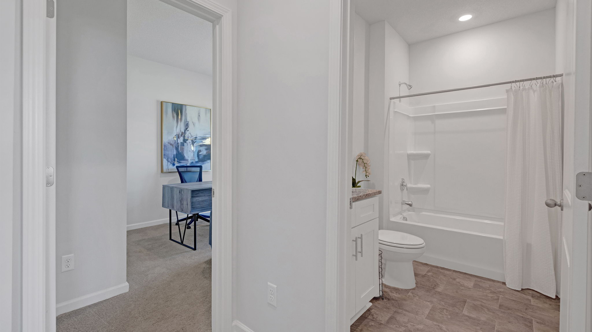 FOyer leading into the guest bathroom