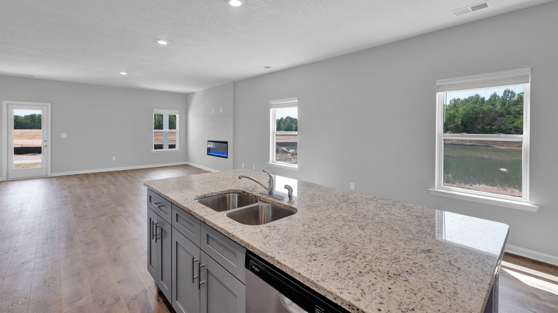 Kitchen island with beautiful granite countertops