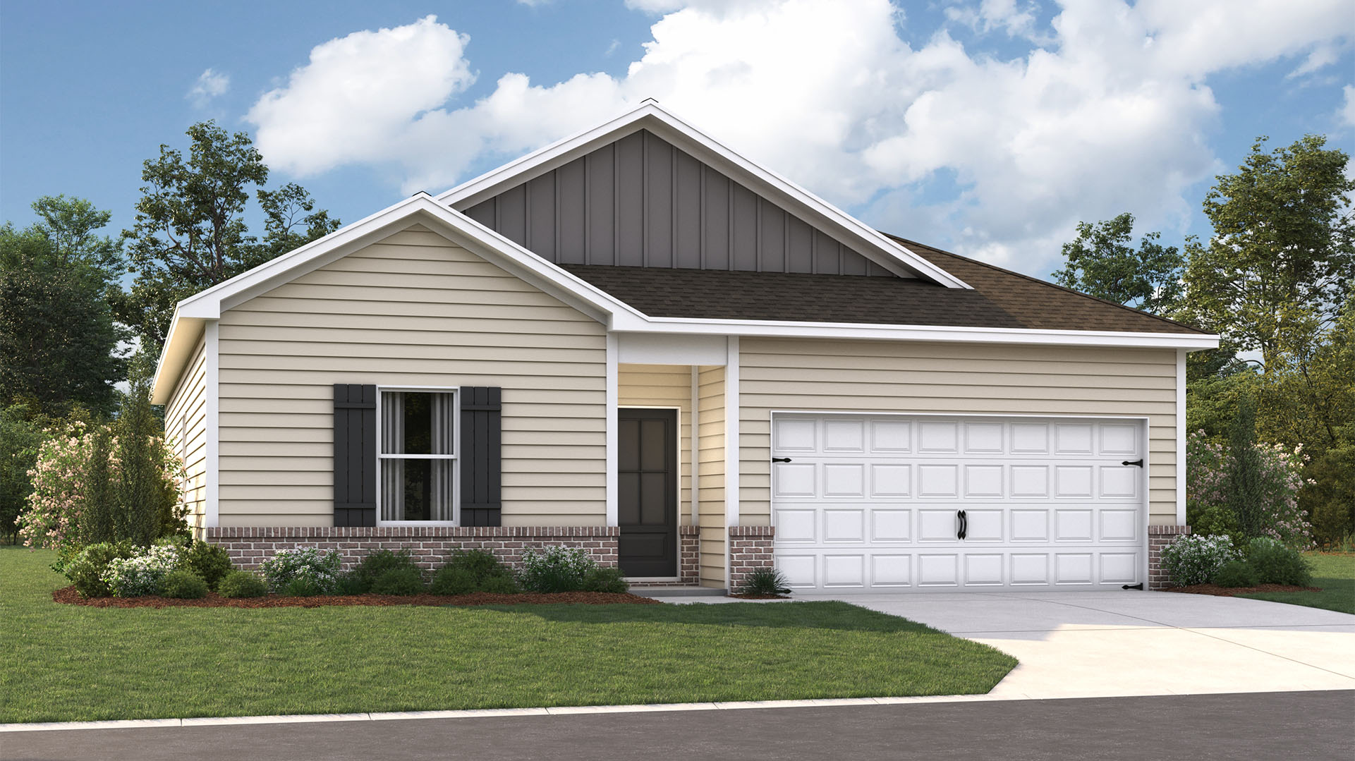 Exterior elevation of the Freeport B2 in Huntington Estates