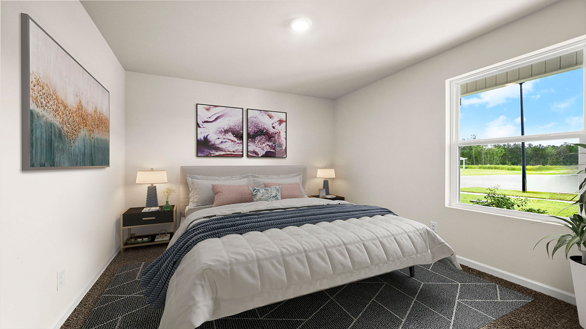 Third bedroom virtually staged with a queen size bed