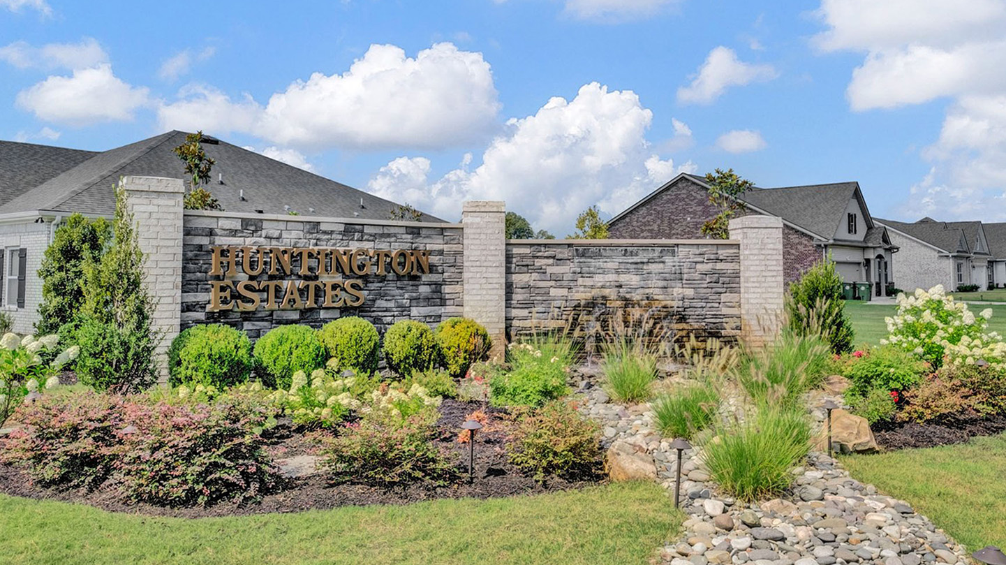 Beautiful entry monument at Huntington Estates