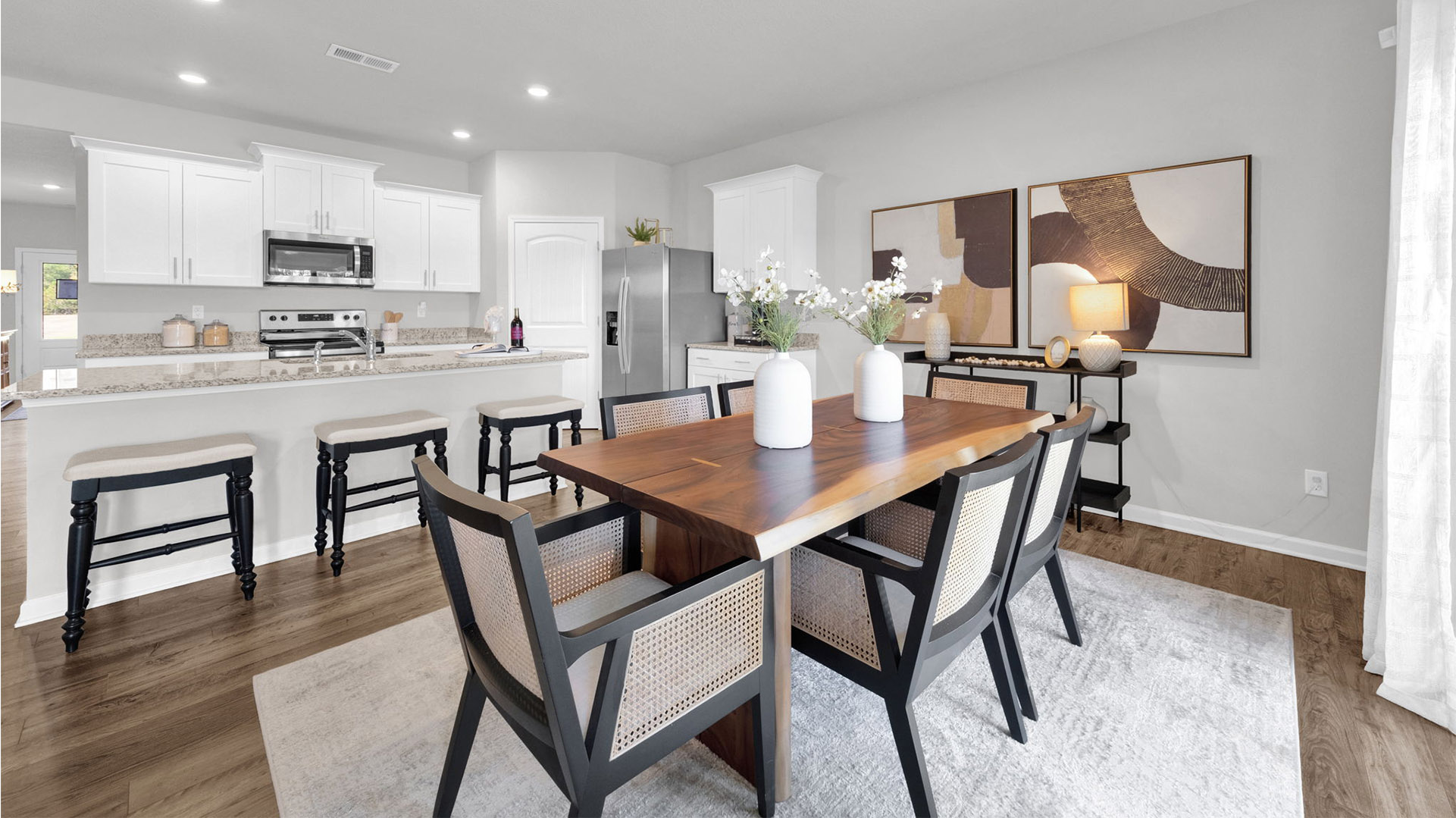Dining room and kitchen open to one another