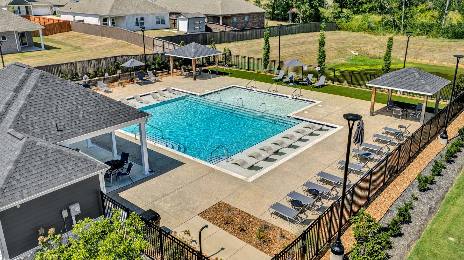 Drone view of the Indian oaks pool