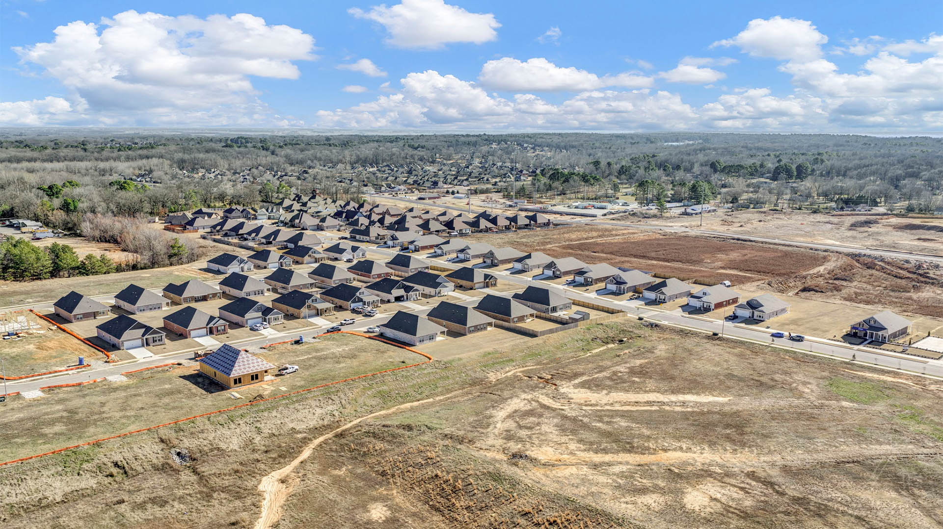 Drone view of the fast growing community of Southern Oaks