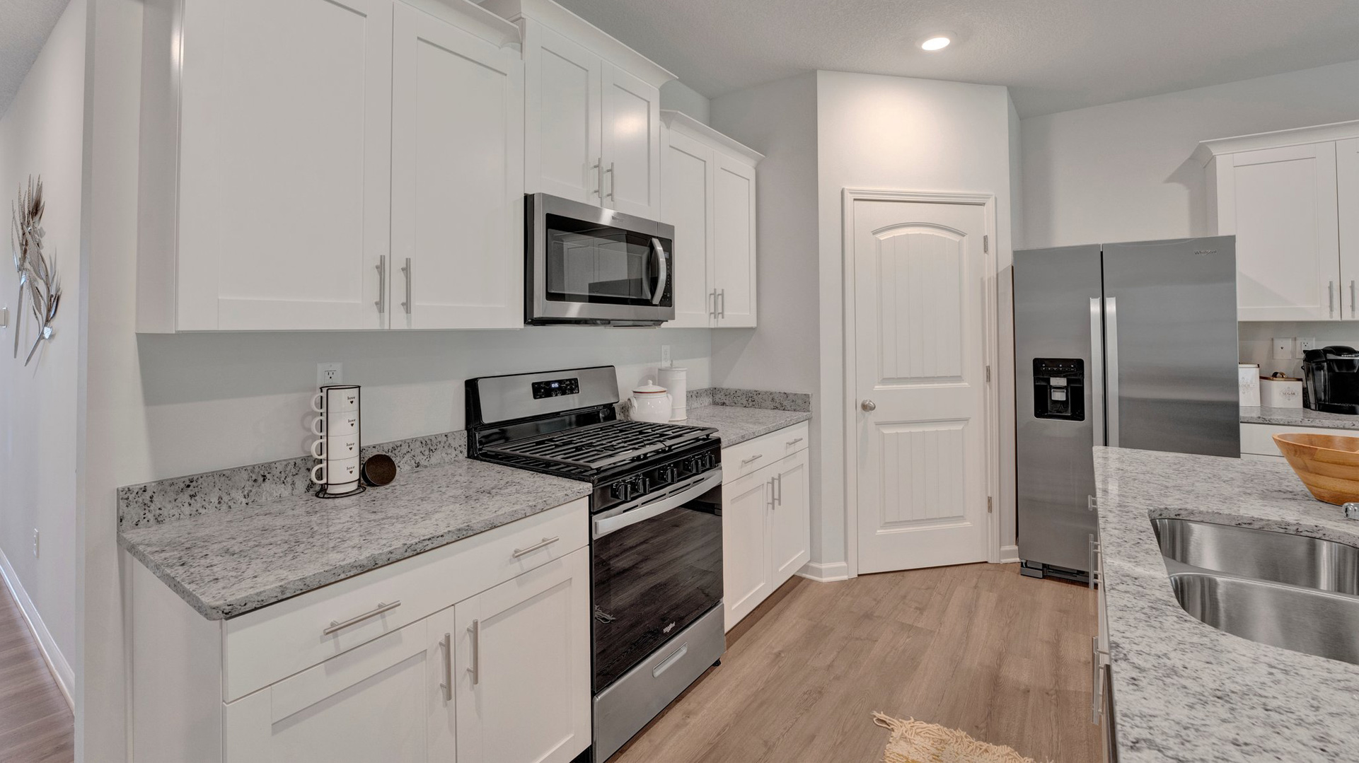 Beautiful light cabinets with soft closing feature