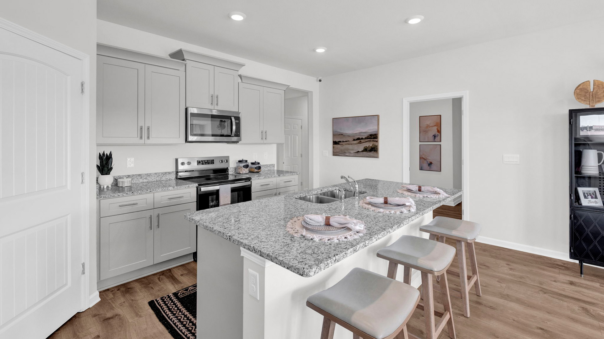 Beautiful kitchen with recessed lighting