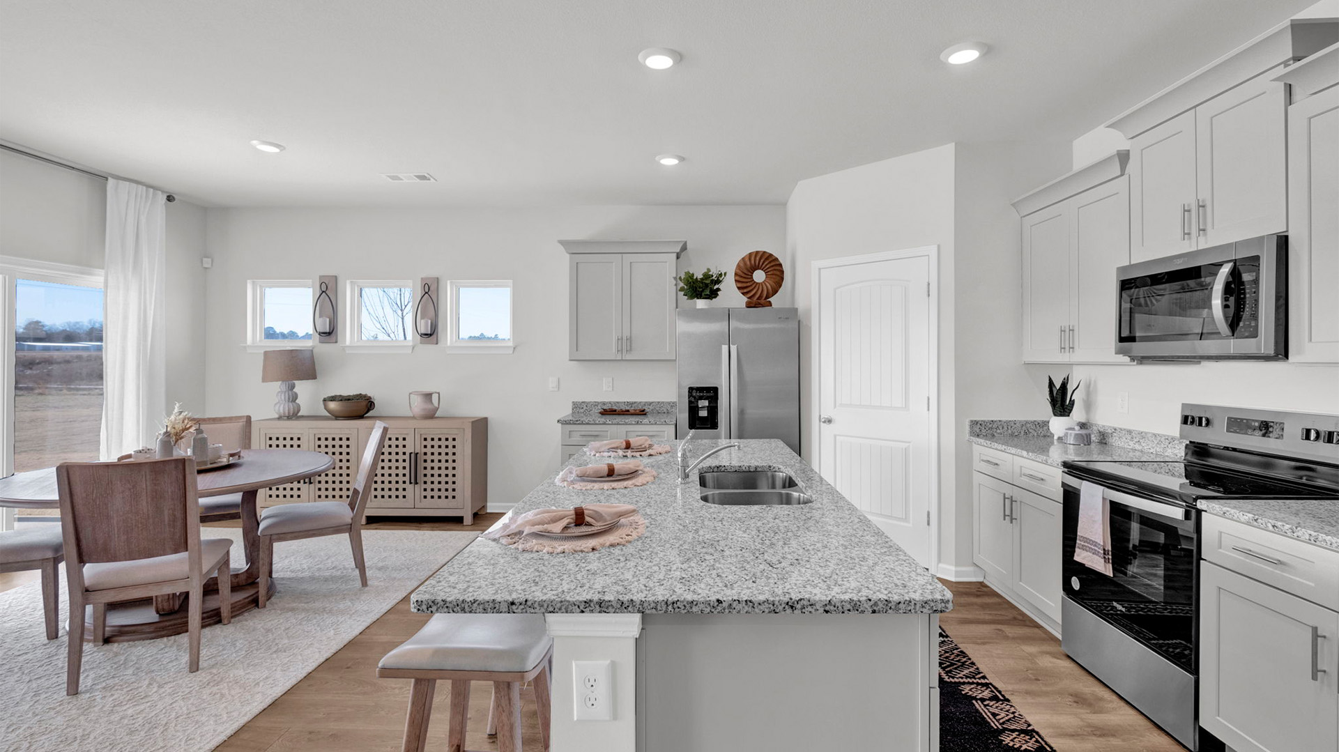 Kitchen overlooking the dining room area