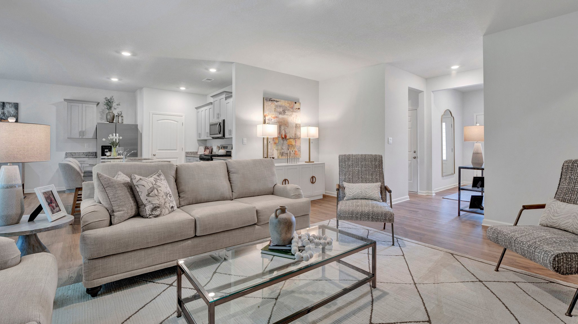 Living room overlooking the kitchen area