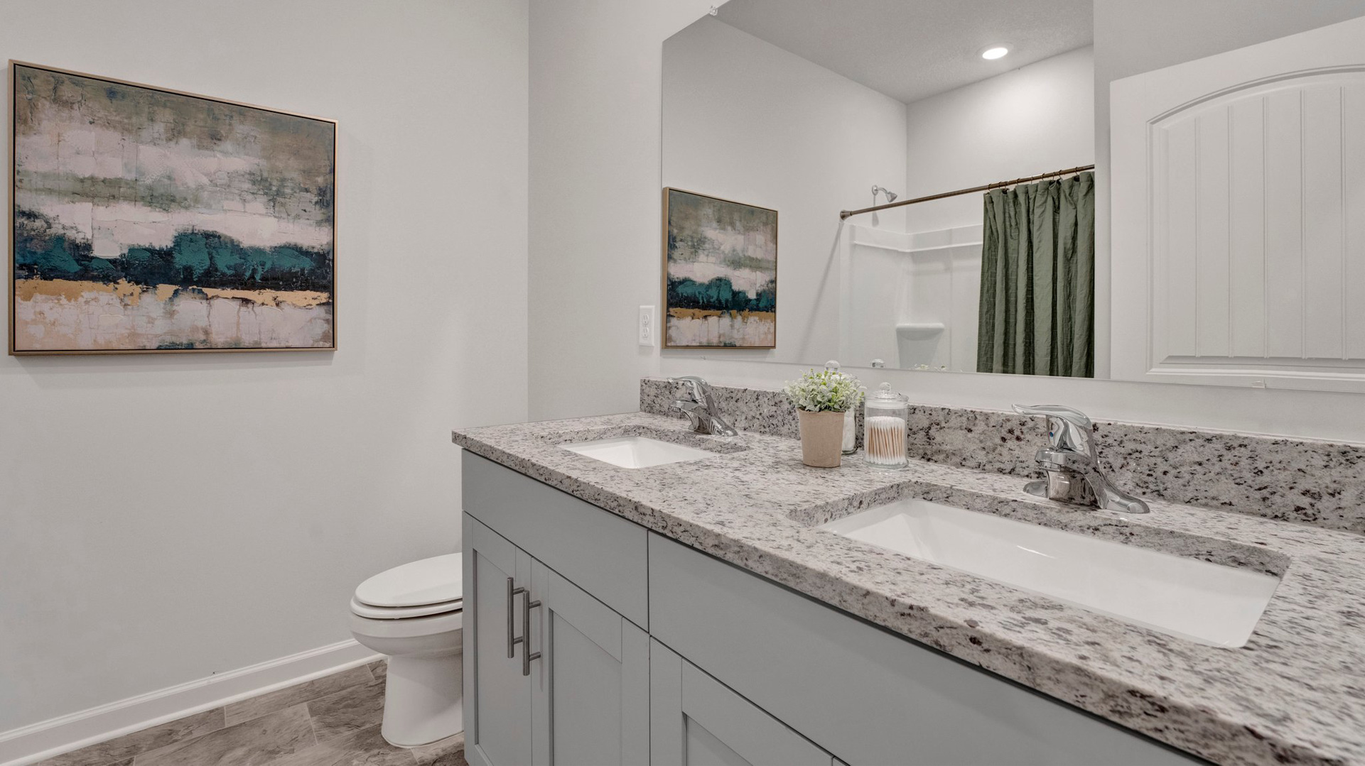 Second bathroom with a dual vanity