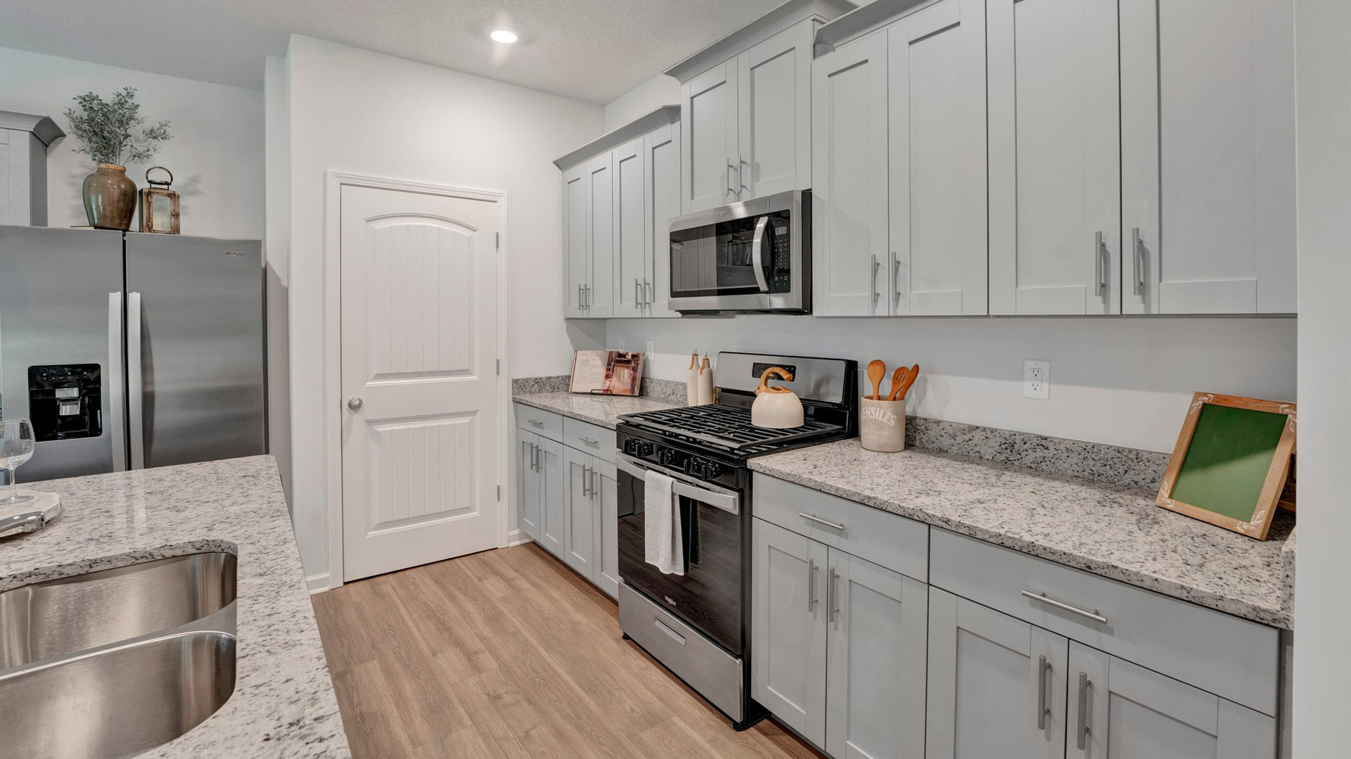 Spacious walk in pantry with ventilated shelving