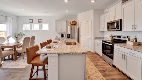 Kitchen island overlooking the dining area