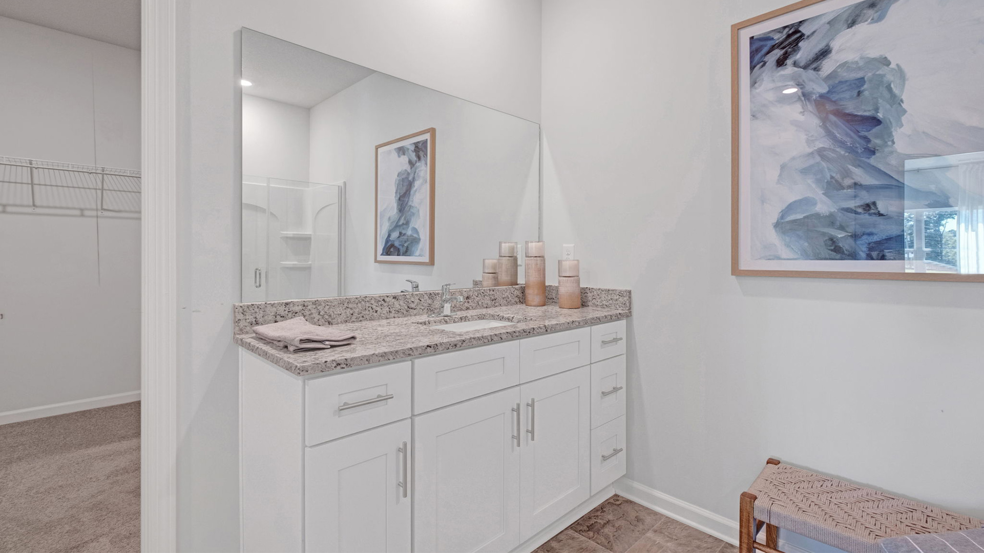 Beautiful granite countertop vanities in the ensuite bathroom