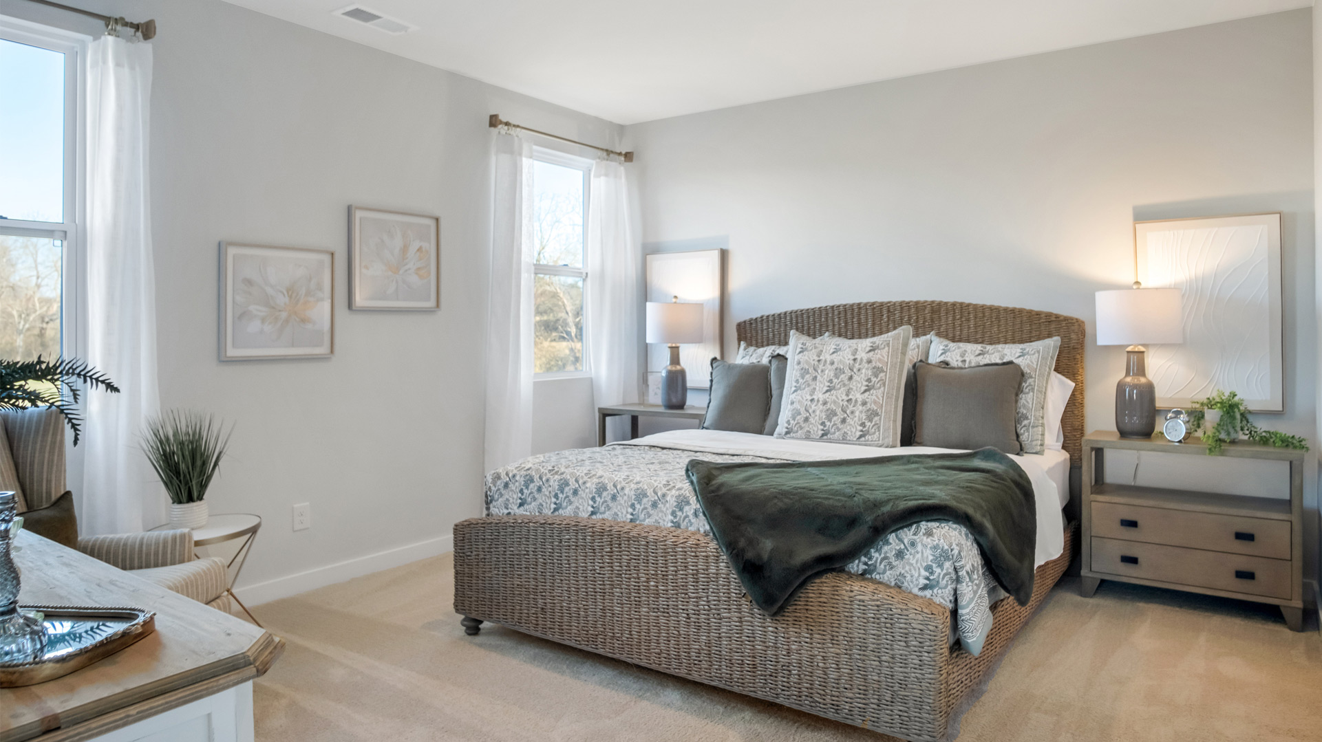 Primary bedroom designed with privacy and space in mind with a flow into a spa-inspired ensuite bathroom and walk-in closet
