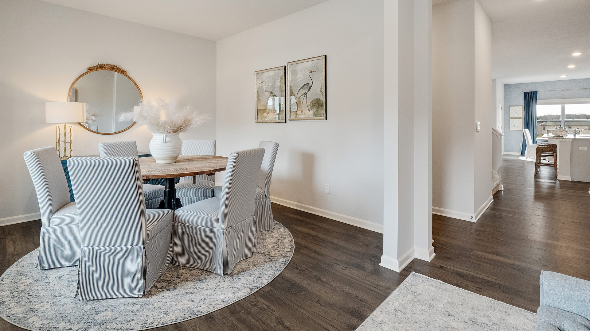 View from dining room to kitchen with island, pantry, new appliances included, cabinets Shiloh Springs