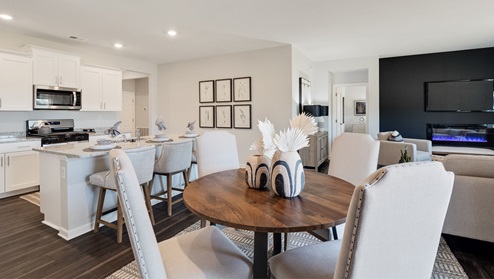 Dining area overlooking the kitchen area