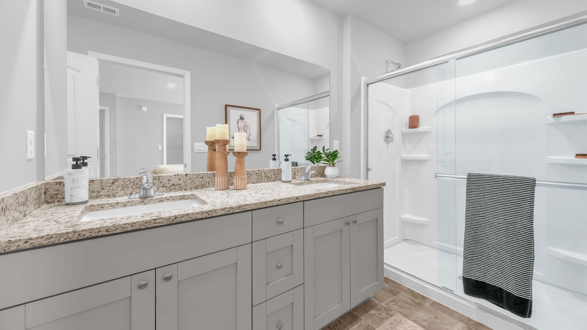 Beautiful granite top counters on the vanity