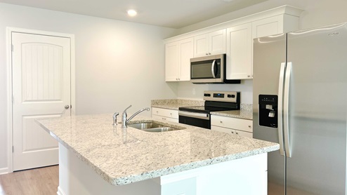 Spacious kitchen island perfect for entertaining