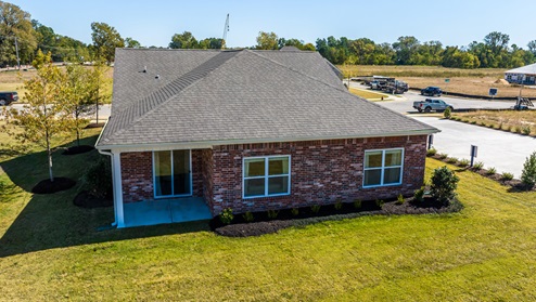 Drone view of covered patio