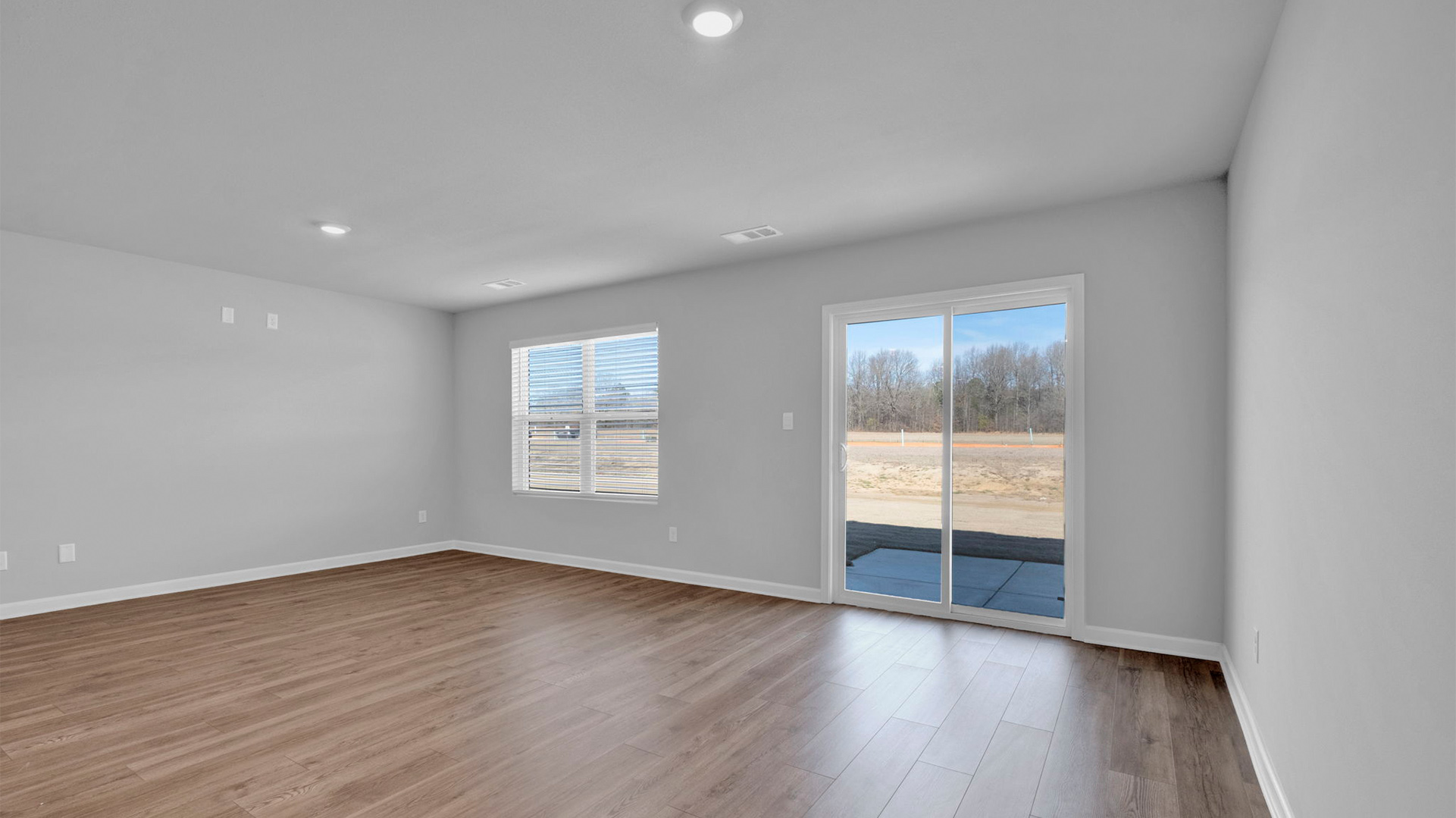 Open concept view of dining and living room