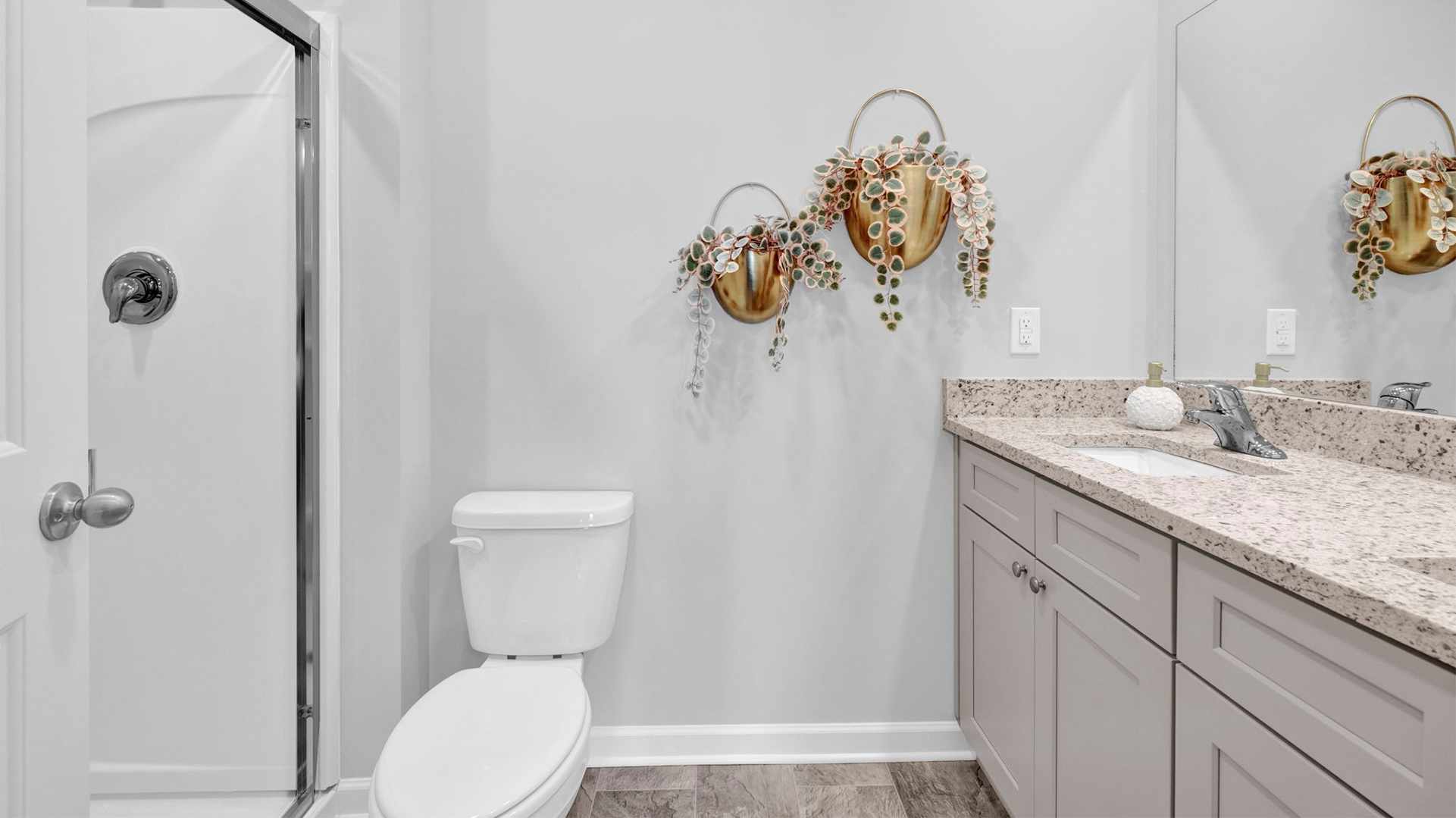 EN suite with a glass enclosed walk in shower