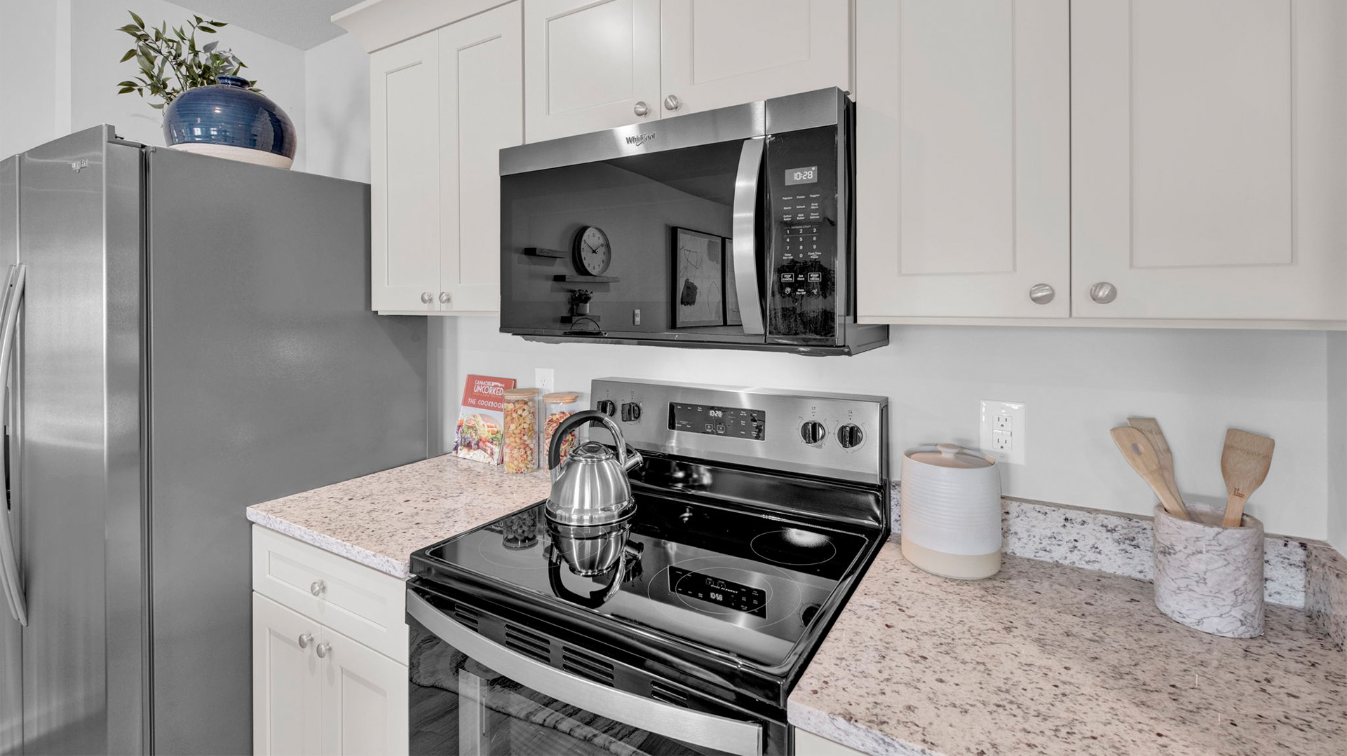 Beautiful stainless steel appliances come with this home