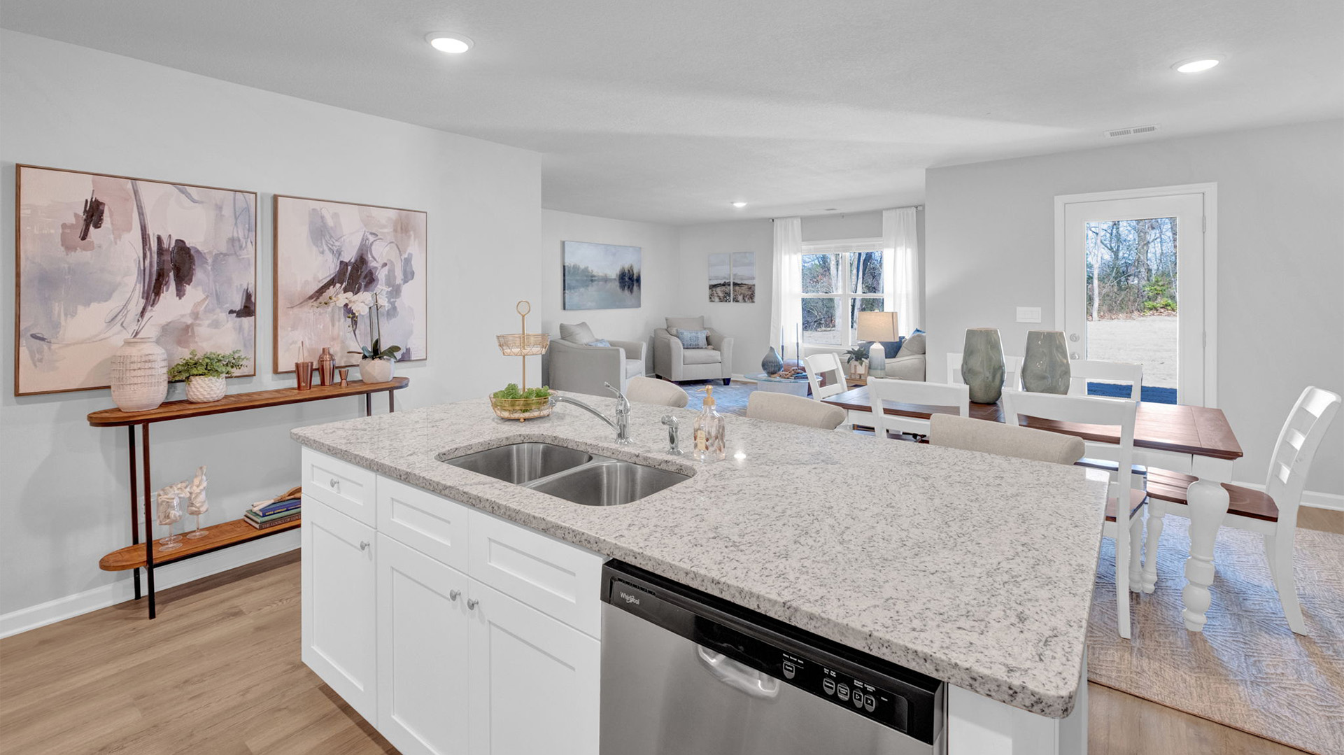 Kitchen island overlooking all the main living areas