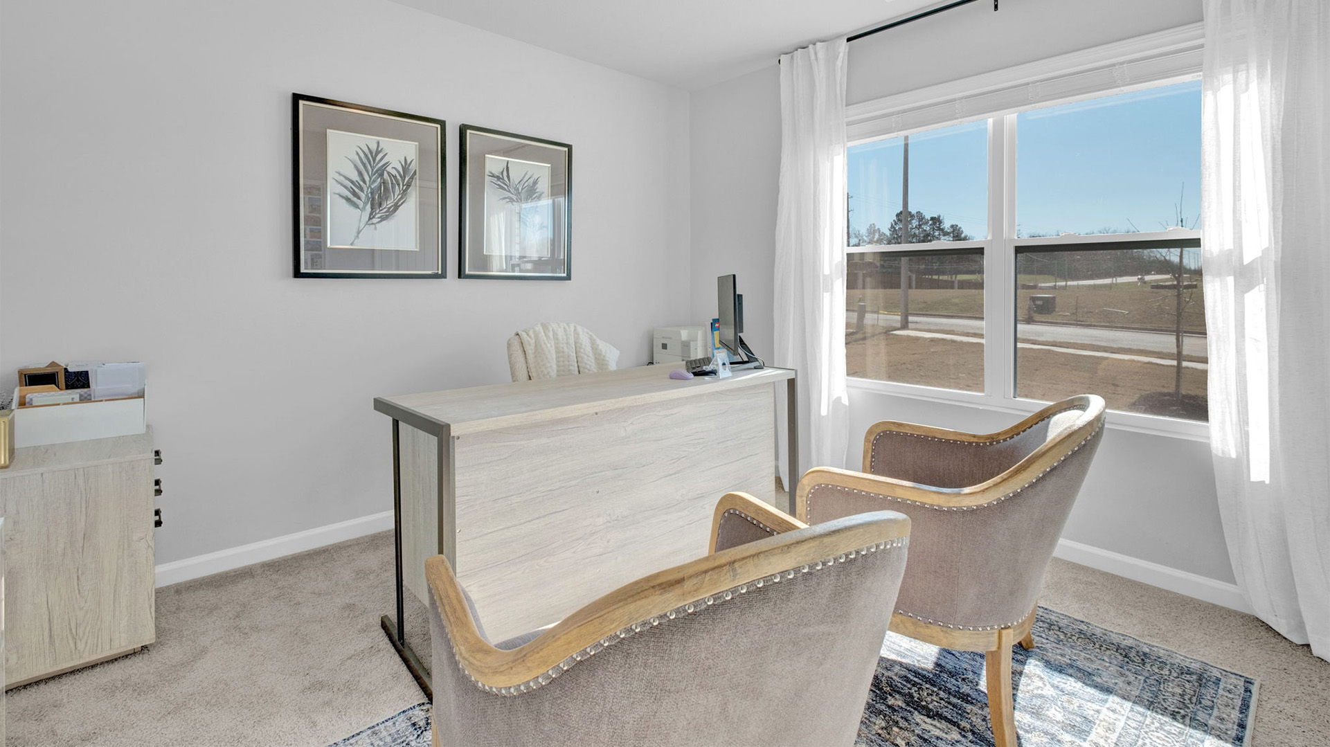 Fourth bedroom staged as a home office