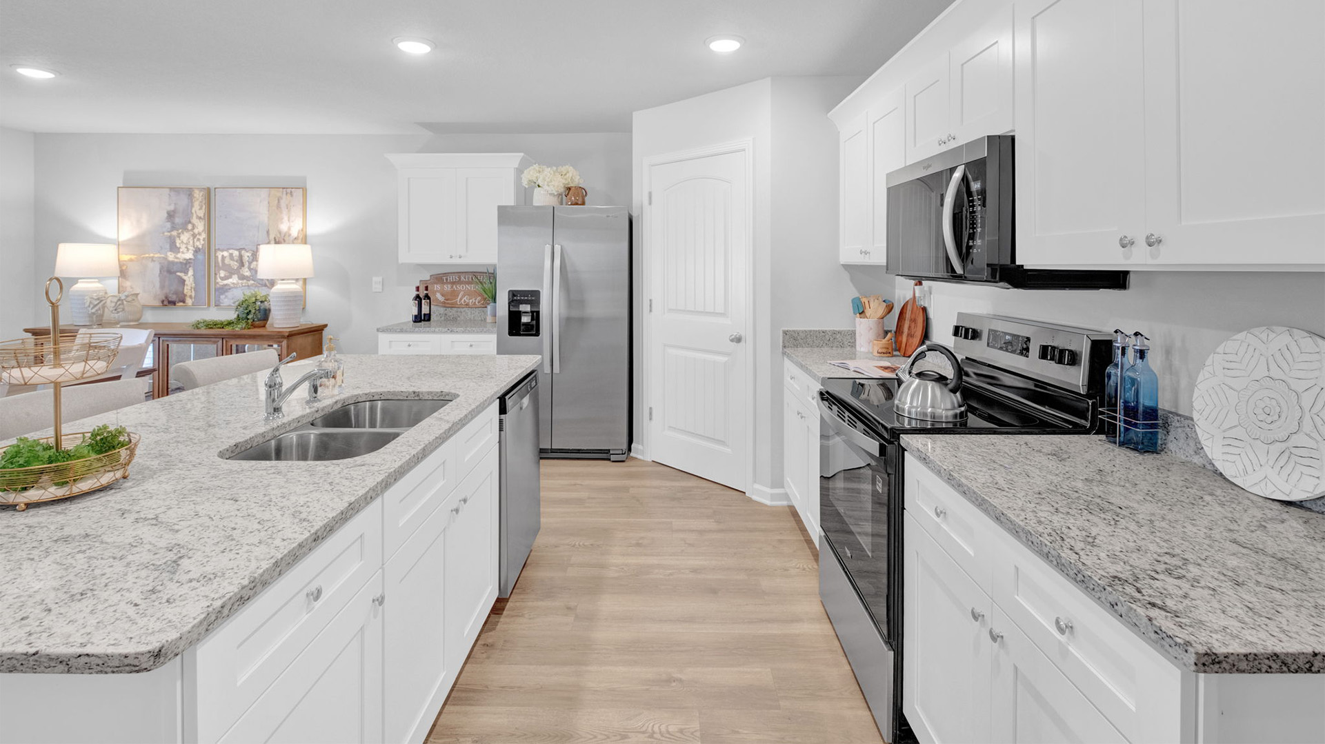 Spacious walk in pantry with ventilated shelving