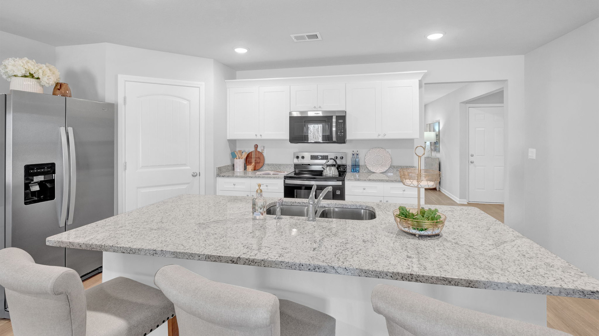 Beautiful kitchen with overhead spotlights