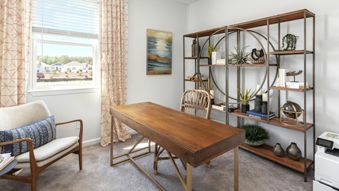 kerry plan third bedroom staged as a home office in fitzgerald crossing community