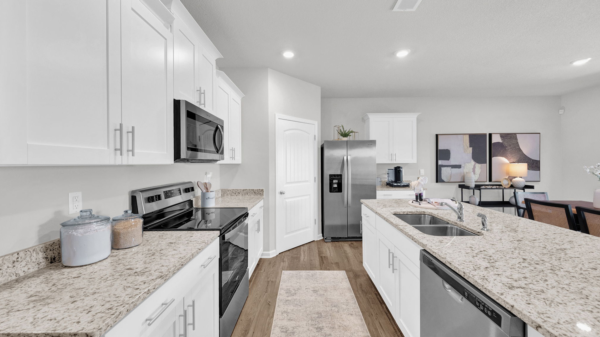 Spacious corner walk in pantry with ventilated shelving